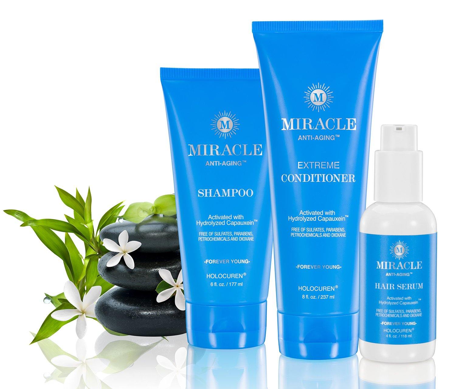 Miracle Anti-Aging Hair Care 4 pack incl Shampoo, 2 conditioners + Leave in Hair & Scalp Serum - HOLOCUREN - Official Website