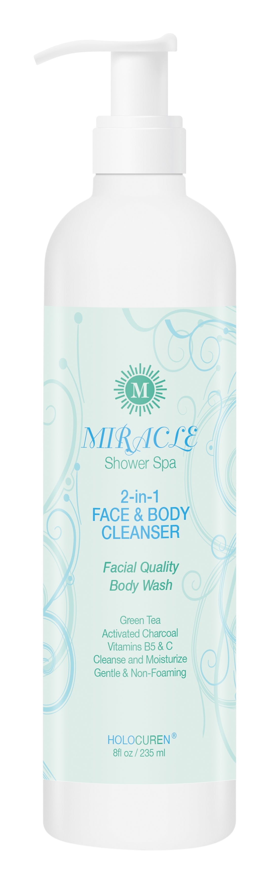 Miracle Shower Spa 2-in-1 Face and Body Cleanser w/Green Tea, Activated Charcoal, 8 oz