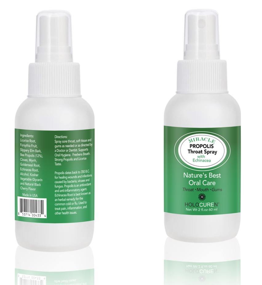 4 oz Miracle Propolis Throat Spray Infused with Echinacea + 7 Herbs, REFILL Bottle - HOLOCUREN - Official Website