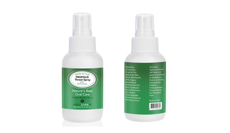 Miracle Propolis Throat Spray Infused with Echinacea + 7 Herbs, Two Pack, 4 oz - HOLOCUREN - Official Website
